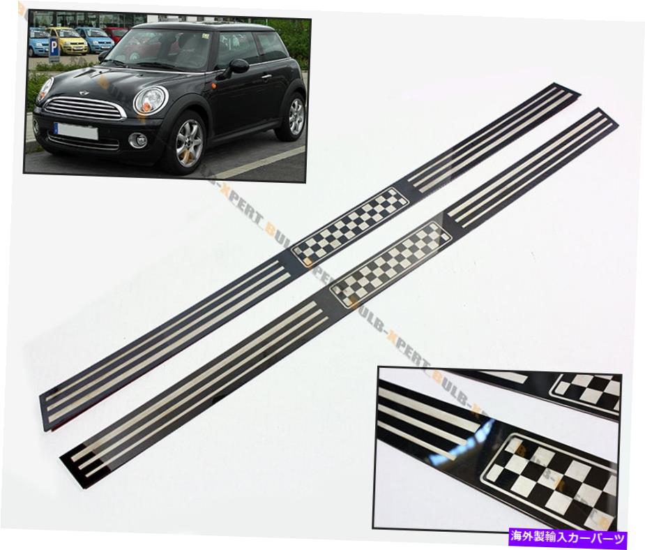 海外製 エアロパーツ フィット07-2014 R56 R57ミニクーパーSチェッカーフラッグクロムエントリドアシルトリム FITS 07-2014 R56 R57 MINI COOPER S CHECKERED FLAG CHROME ENTRY DOOR SILL TRIM【並行輸入品】