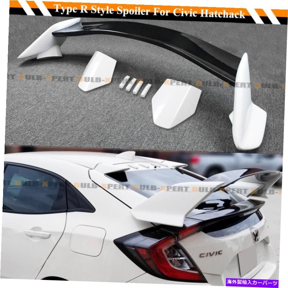 海外製 エアロパーツ 17-2021 CIVIC FK7ハッチバック光沢のある白いFK8タイプRスタイルウィング+ルーフスポイラー FOR 17-2021 CIVIC FK7 HATCHBACK GLOSSY WHITE FK8 TYPE R STYLE WING+ ROOF SPOILER【並行輸入品】