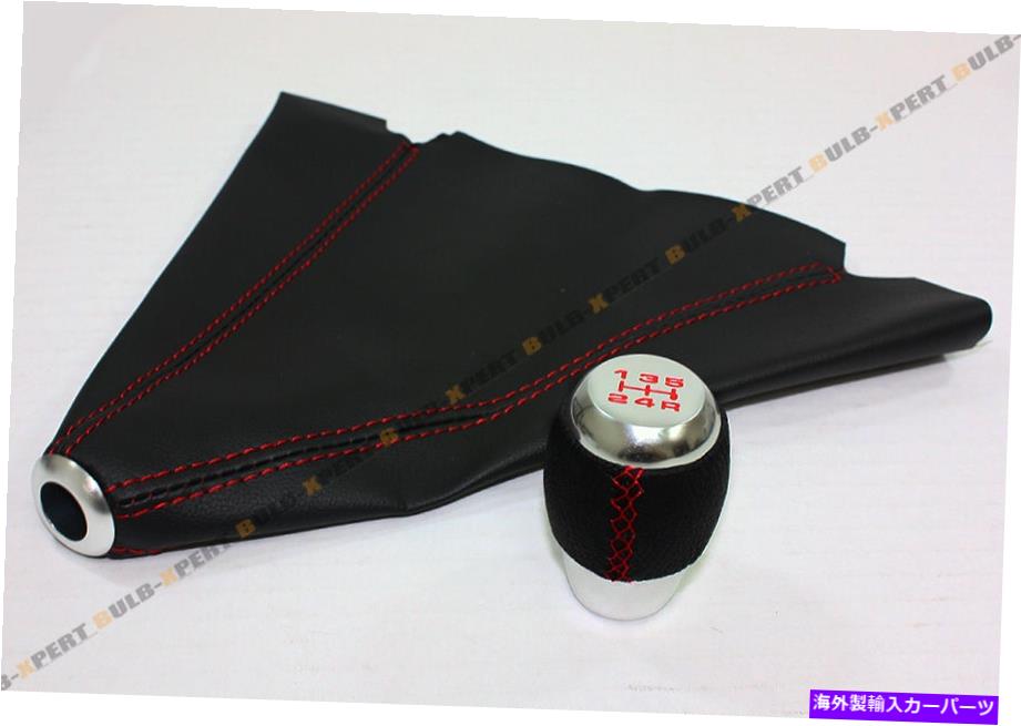 海外製 エアロパーツ M10 x 1.5 Chrome 5 Speed Shiftノブレッドステッチ +ホンダ用のBLKレザーブーツ M10 X 1.5 CHROME 5 SPEED SHIFT KNOB RED STITCHING + BLK LEATHER BOOT FOR HONDA【並行輸入品】