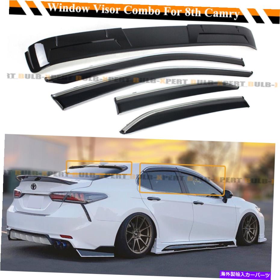 海外製 エアロパーツ 2018-2023のCamry Chrome Trim Window Virors w/ Clip + Lear Window Roofスポイラー FOR 2018-2023 CAMRY CHROME TRIM WINDOW VIRORS W/ CLIP + REAR WINDOW ROOF SPOILER【並行輸入品】