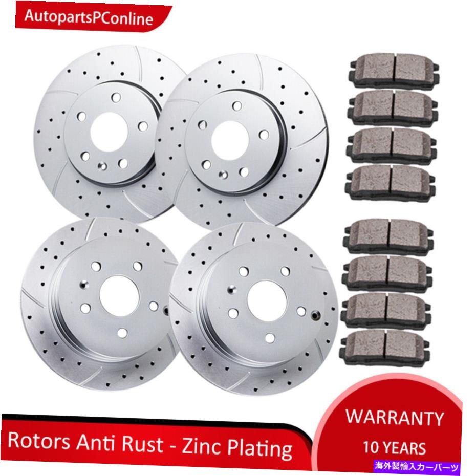 brake disc rotor シボレーequinox GMC地形用のフロントリアスロットローターブレーキセラミックパッド Front Rear Slotted Rotors Brake Ceramic Pads for Chevrolet Equinox GMC Terrain【並行輸入品】