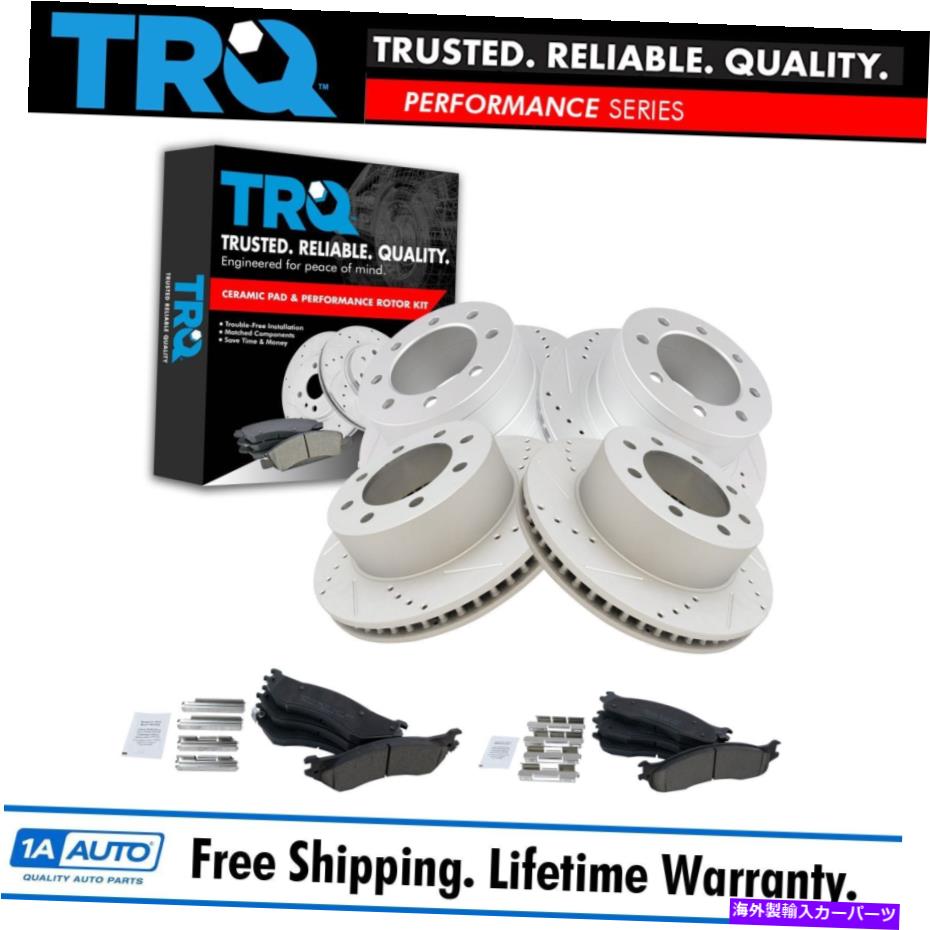 brake disc rotor TRQパフォーマンスドリルドロットローターPOSIセラミックブレーキパッドフロントリアキット TRQ Performance Drilled Slotted Rotor Posi Ceramic Brake Pad Front Rear Kit【並行輸入品】