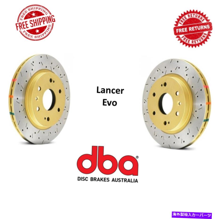 brake disc rotor 08-13ランサーEVO用のDBAドリル＆スロット4000リアブレーキディスクローターペア DBA Drilled & Slotted 4000 Rear Brake Disc Rotor Pair For 08-13 Lancer EVO【並行輸入品】