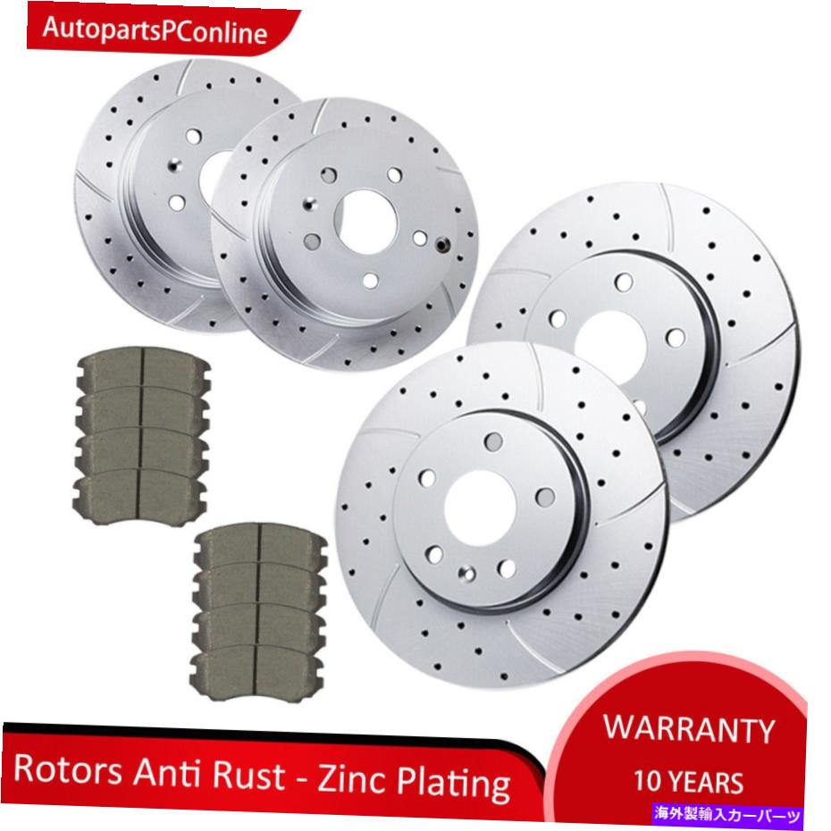 brake disc rotor GMC地形用のフロントリアスロットローターブレーキパッドシェビーエクイノックスブレーキキット Front Rear Slotted Rotors Brake Pads for GMC Terrain Chevy Equinox Brakes Kits【並行輸入品】