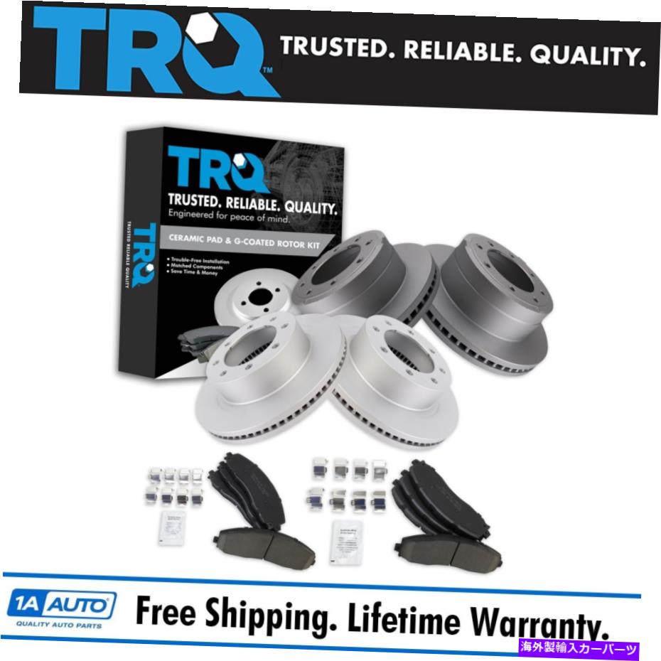 brake disc rotor TRQフロント＆リアプレミアムセラミックブレーキパッド＆コーティングされたローターキットフォードトラック TRQ Front & Rear Premium Ceramic Brake Pad & Coated Rotor Kit for Ford Truck【並行輸入品】