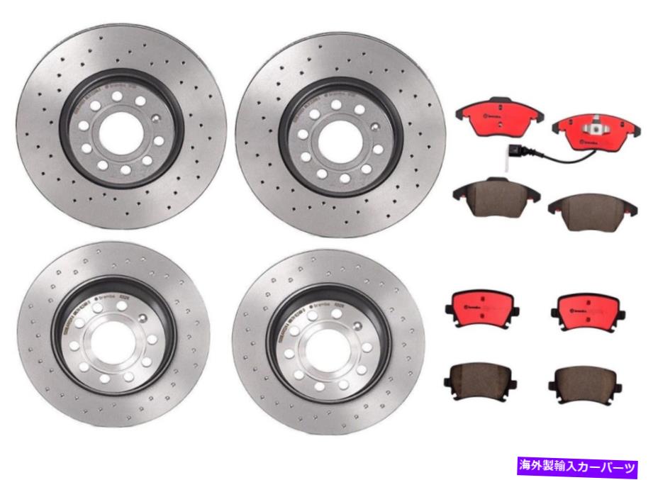 brake disc rotor ブレンボフロントとリアフルブレーキキットドリルドディスクローターvw eos用セラミックパッド Brembo Front and Rear Full Brake Kit Drilled Disc Rotors Ceramic Pads For VW Eos【並行輸入品】