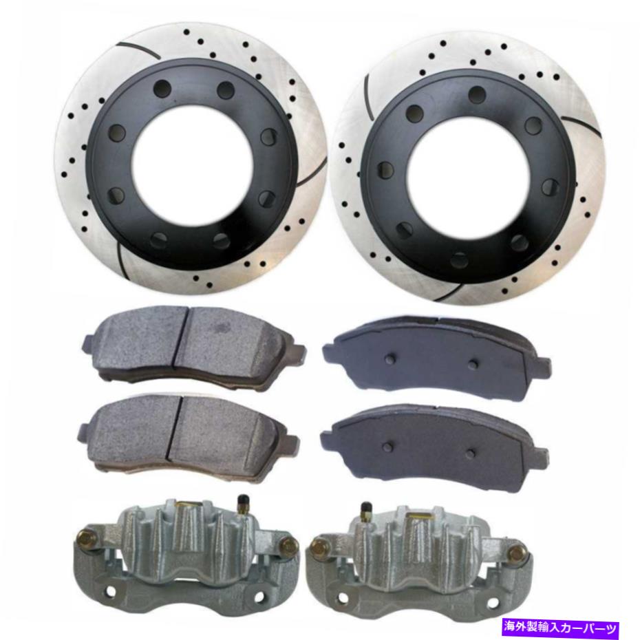 brake disc rotor 2000-2004 F-250スーパーデューティリアキャリパーメタリックパッドドリルドローターバンドル For 2000-2004 F-250 Super Duty Rear Caliper Metallic Pad Drilled Rotor Bundle【並行輸入品】