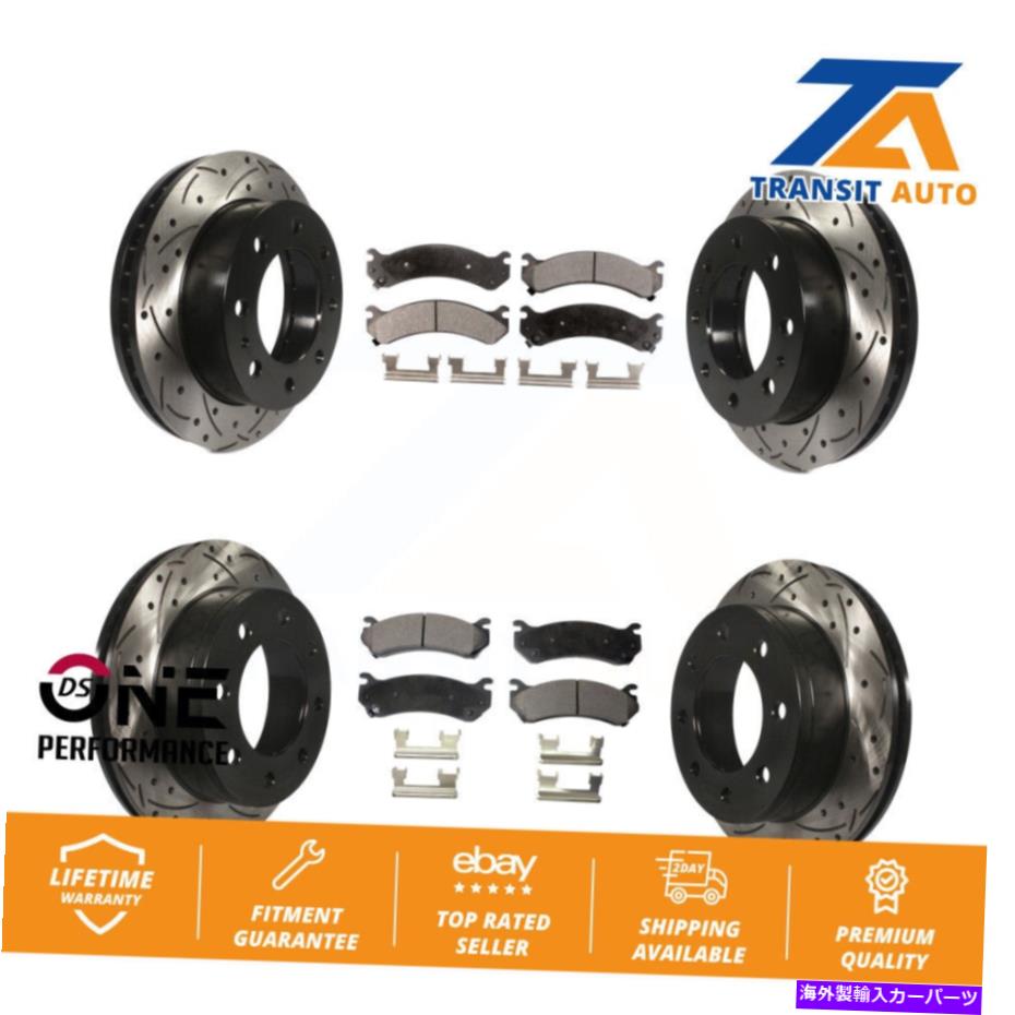 brake disc rotor シボレーシルバラード2500用のフロントリアドリルスロットブレーキローターセラミックパッドキット Front Rear Drilled Slot Brake Rotor Ceramic Pad Kit For Chevrolet Silverado 2500【並行輸入品】