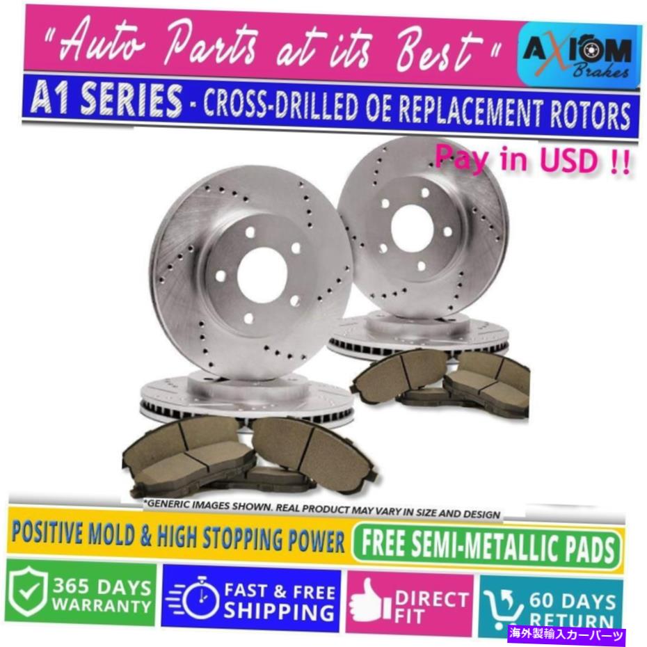 brake disc rotor （前後キット）プレミアムクロスドリルド - 4ディスクブレーキローター-8セミメット。ブレーキパッド (Front-Rear Kit)Premium Cross Drilled-4 Disc Brake Rotors -8 Semi-Met. Brake Pad【並行輸入品】 94,743円