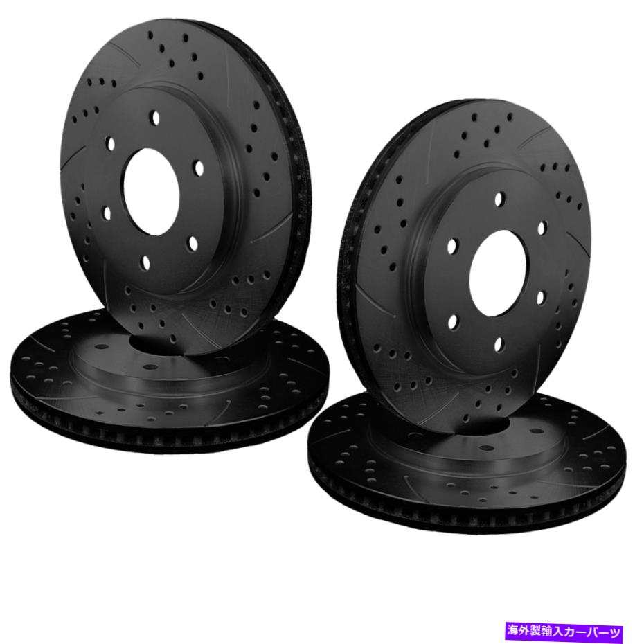 brake disc rotor [フロント＆リアセット]ダブルドリルとスロット付きパフォーマンスブレーキローターATL059051 [FRONT & REAR SET] DOUBLE DRILLED & SLOTTED PERFORMANCE BRAKE ROTORS ATL059051【並行輸入品】