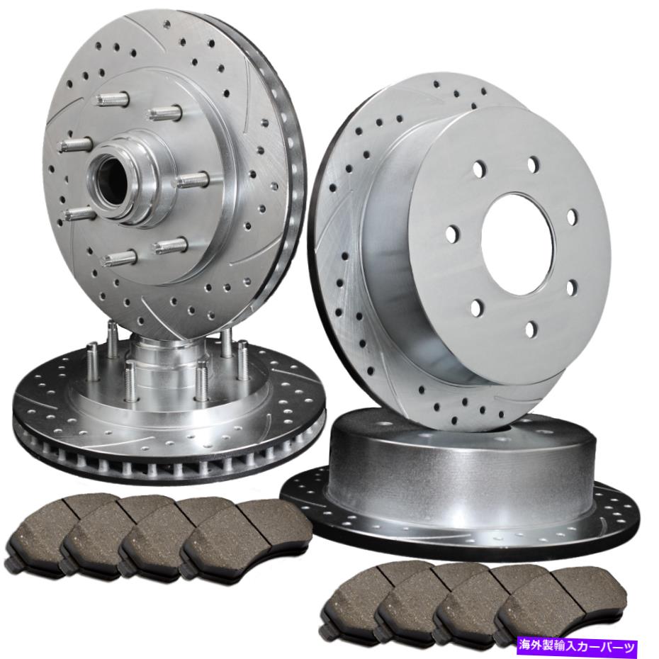 brake disc rotor F+Rダブルドリルスロットスロットコーティングされた亜鉛コーティングプレミアムローターW/セミメットパッドATL049702 F+R Double Drilled Slotted Zinc coated Premium Rotors w/Semi-Met Pads ATL049702【並行輸入品】