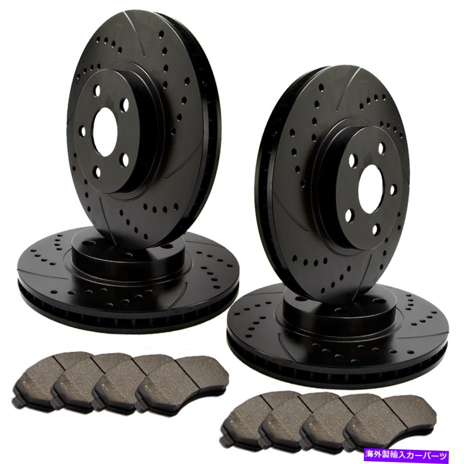 brake disc rotor [フロントとリア] 4 dblドリルスロットスロットブレーキローターと8個の半金属パッドATL044534 [FRONT&REAR] 4 DBL DRILLED SLOTTED BRAKE ROTORS & 8 SEMI-METALLIC PADS ATL044534【並行輸入品】