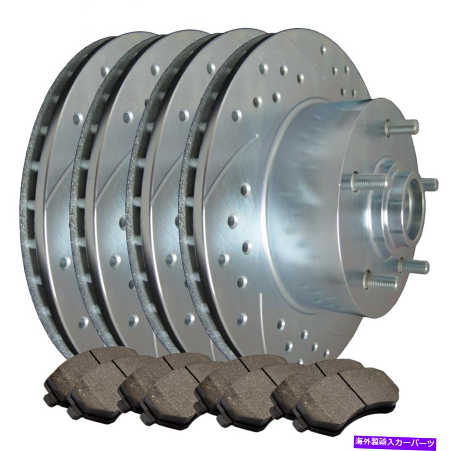 brake disc rotor F+Rダブルドリルスロットスロットコーティングされた亜鉛コーティングプレミアムローターW/セラミックパッドATL050119 F+R Double Drilled Slotted Zinc Coated Premium Rotors w/Ceramic Pads ATL050119【並行輸入品】