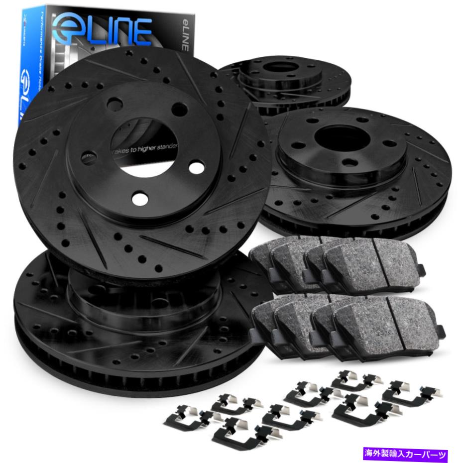 brake disc rotor フロントリアブラックブレーキロータードリルスロット+セラミックパッド+ハードウェアキットCBC.11015.42 Front Rear Black Brake Rotors Drill Slot+Ceramic Pads+Hardware Kit CBC.11015.42【並行輸入品】