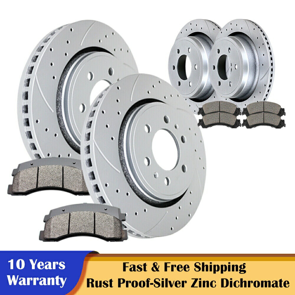 brake disc rotor フォードF-150 6ラグブレーキキット用のフロントリアブレーキディスクローターとセラミックパッド Front Rear Brake Disc Rotors and Ceramic Pads for Ford F-150 6 Lug Brakes Kits【並行輸入品】