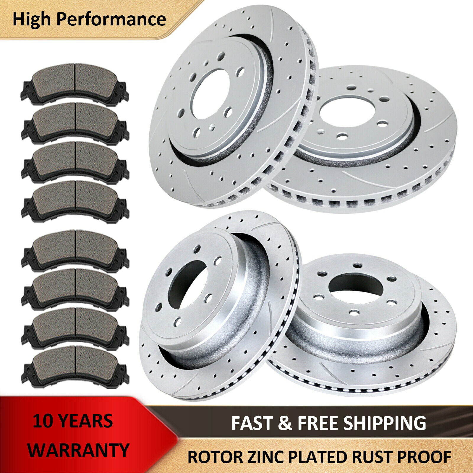 brake disc rotor フロントリアブレーキローター6ラグフォードF-150ディスクブレーキキットローター用のブレーキパッド Front Rear Brake Rotors Brake Pads for 6 Lugs Ford F-150 Disc Brakes Kits Rotor【並行輸入品】 107,932円