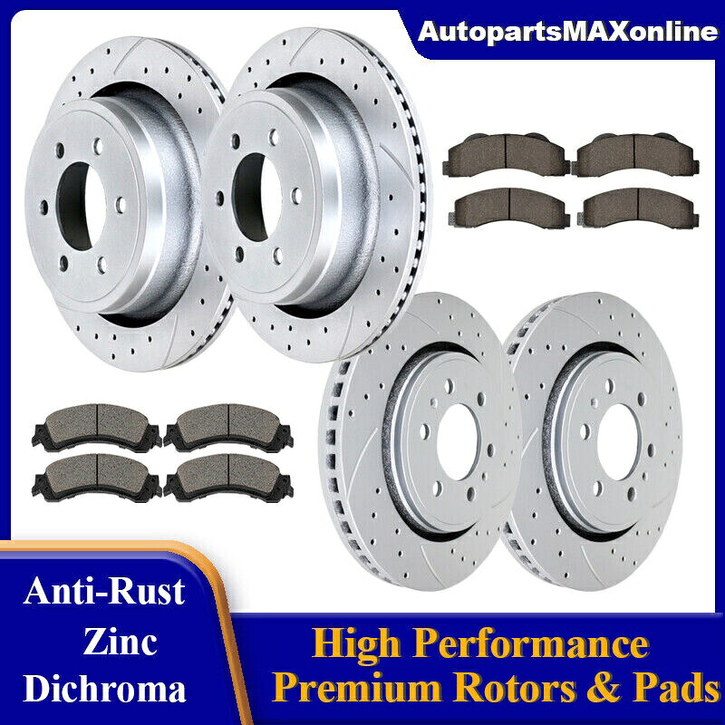 brake disc rotor フロントリアスロットローターブレーキパッドFord F 150 6ラグローターパッド用ブレーキキット Front Rear Slotted Rotors Brake Pads Brakes Kit for Ford F 150 6 Lugs Rotor Pad【並行輸入品】