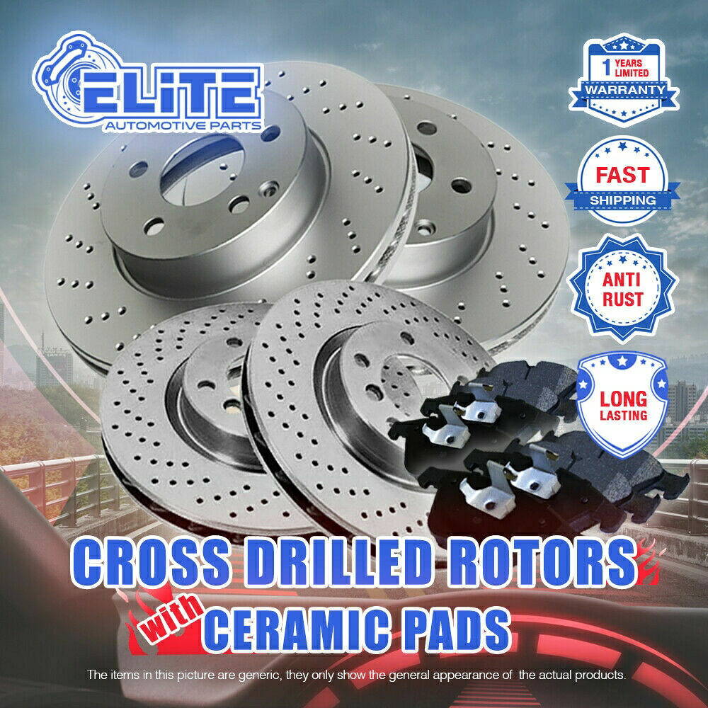 brake disc rotor 2014-2016 BMW 435i XdriveのF+Rクロスドリルローターとセラミックパッド F+R Cross Drilled rotors & Ceramic Pads for 2014-2016 BMW 435i xDrive【並行輸入品】