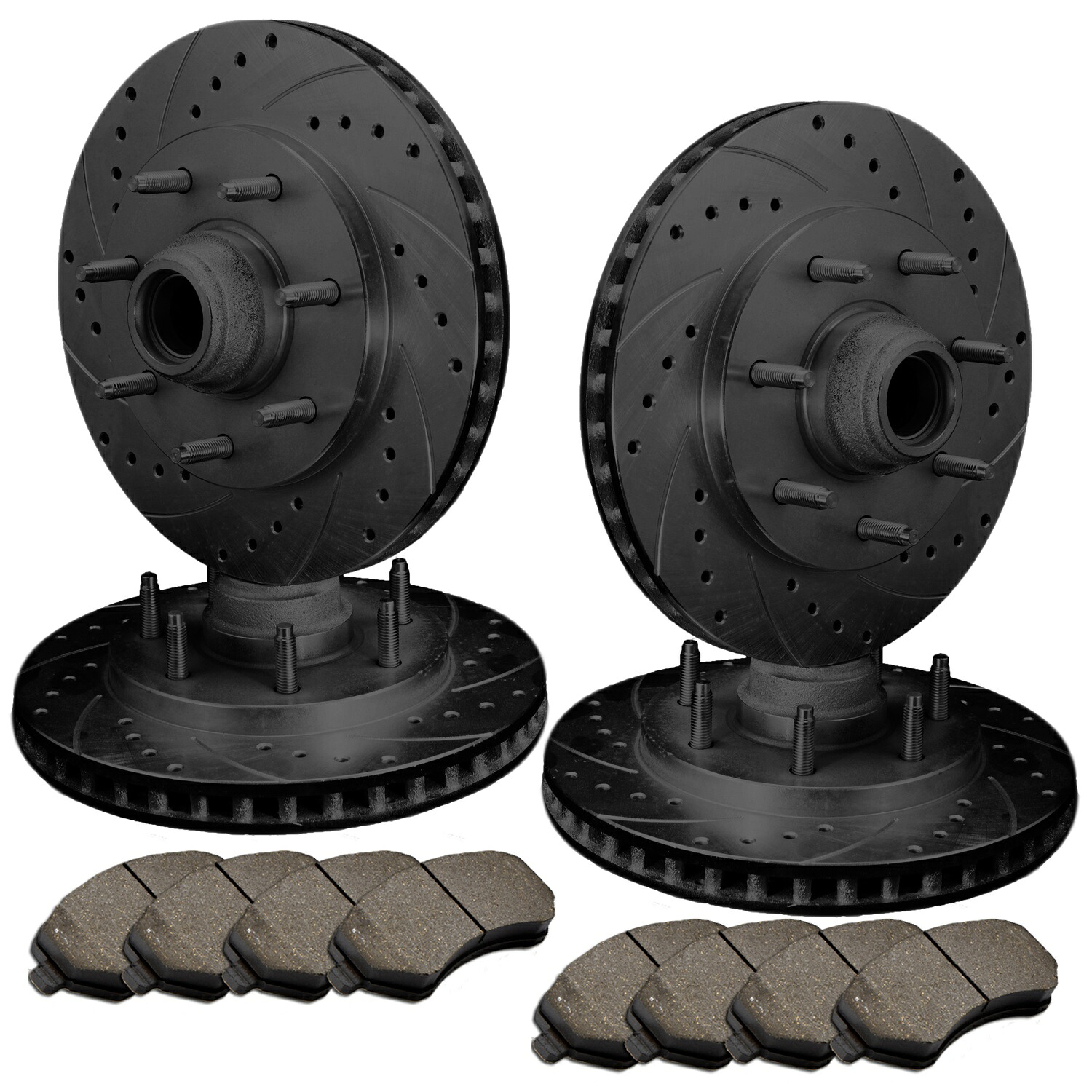 brake disc rotor [フロントとリア] 4ドリルスロットパフォーマンスブレーキローター+8セラミックパッドATL051690 [FRONT&REAR] 4 DRILLED SLOTTED PERFORMANCE BRAKE ROTORS +8 CERAMIC PAD ATL051690【並行輸入品】｜Us Custom Parts Shop USDM