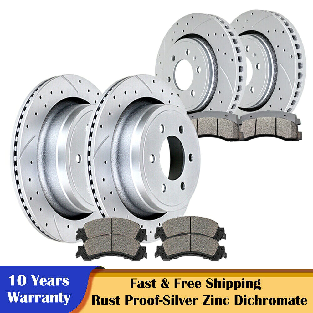 brake disc rotor フロントリアスロットローターブレーキセラミックパッドディスクキットフォードF-150 6ラグ Front Rear Slotted Rotors Brake Ceramic Pads Discs Kit for Ford F-150 6 Lugs【並行輸入品】｜Us Custom Parts Shop USDM