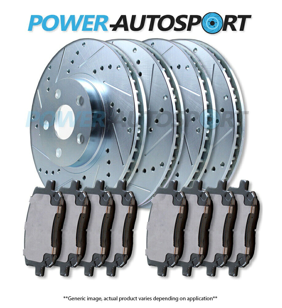 brake disc rotor （フロント +リア）電源ドリルスロットスロットメッキブレーキローター +セラミックパッド93179pk (FRONT + REAR) POWER DRILLED SLOTTED PLATED BRAKE ROTORS + CERAMIC PADS 93179PK【並行輸入品】