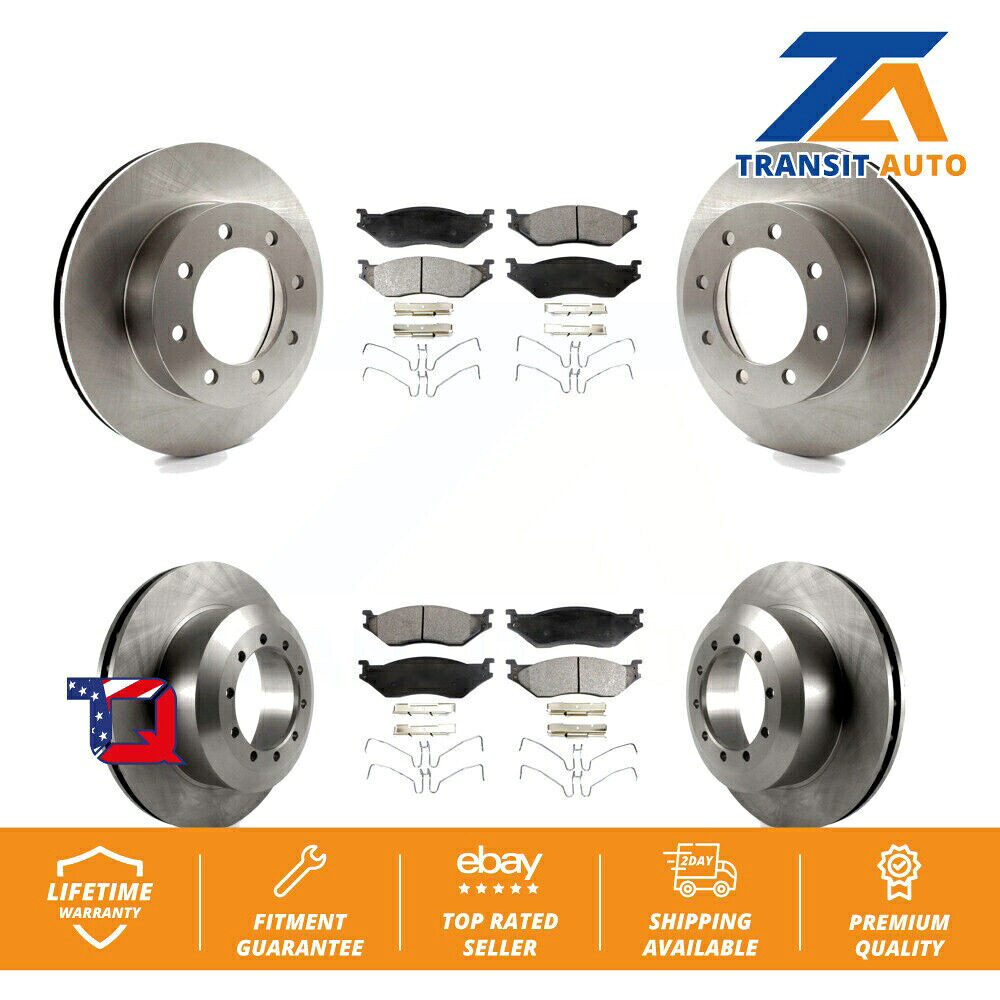brake disc rotor フォードE-550スーパーデューティF-450 F-550用のフロントリアブレーキローターとセラミックパッドキット Front Rear Brake Rotor And Ceramic Pad Kit For Ford E-550 Super Duty F-450 F-550【並行輸入品】
