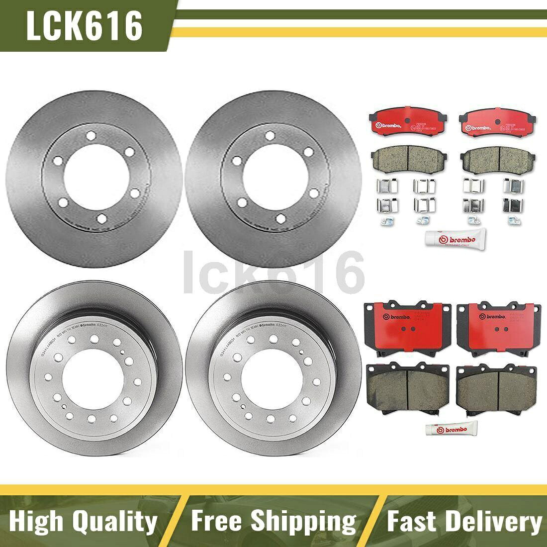 brake disc rotor 2001年から2002年のトヨタセコイアのフロントブレンボブレーキキットパッドとローターリア Front Brembo Brake Kit pads and rotors Rear For 2001-2002 Toyota Sequoia【並行輸入品】