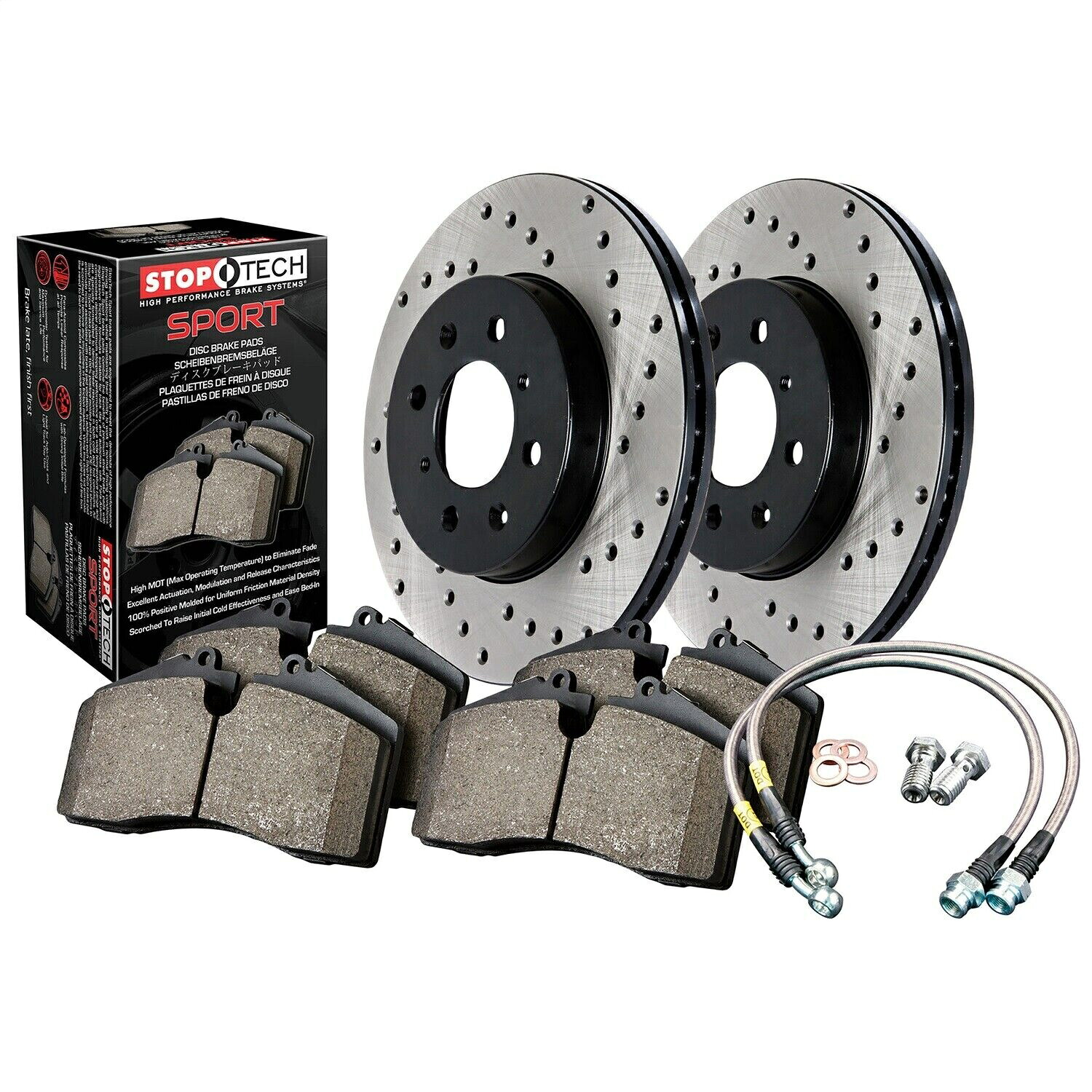 brake disc rotor STOPTECH 979.47007Fスポーツディスクブレーキキットw/クロスドリルローターフィットインプレッサWRX StopTech 979.47007F Sport Disc Brake Kit w/Cross-Drilled Rotors Fits Impreza WRX【並行輸入品】|Us Custom Parts Shop USDM