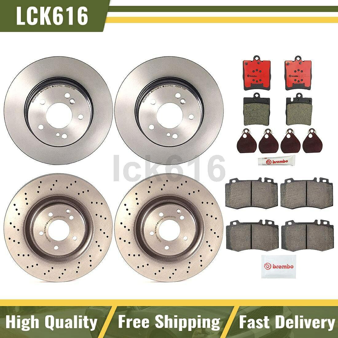 brake disc rotor 2006年から2007年のメルセデスベンツC350のブレンボブレーキローターとセラミックパッドフロントリア Brembo Brake Rotors & Ceramic Pad Front Rear For 2006-2007 Mercedes-Benz C350【並行輸入品】｜Us Custom Parts Shop USDM