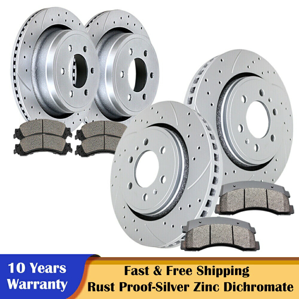 brake disc rotor フロントリアドリルブレーキローターとパッドブレーキキットフィットフォードF-150ラプター6ラグ Front Rear Drilled Brake Rotors and Pads Brakes Kits Fit Ford F-150 Raptor 6 Lug【並行輸入品】