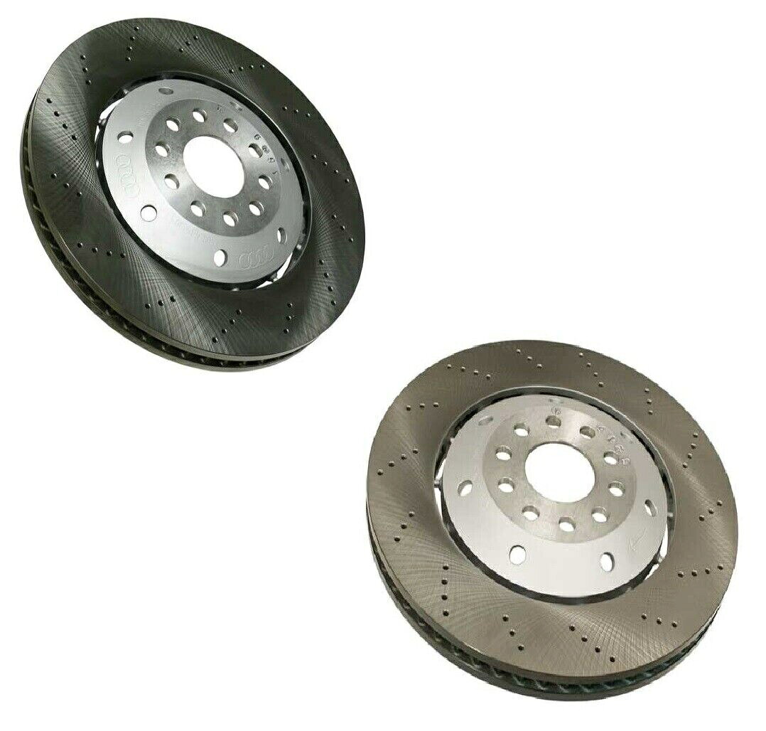 brake disc rotor アウディRS6 4.2L V8 '03用の2つのフロントOEMブレーキディスクローターの新しいペアセットXドリル NEW Pair Set of 2 Front OEM Brake Disc Rotors X-Drilled For Audi RS6 4.2L V8 '03【並行輸入品】