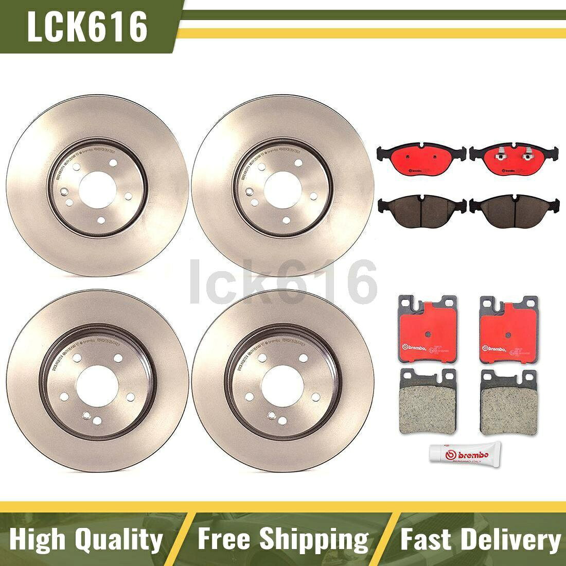 brake disc rotor 2000年から2002年のメルセデスベンツE430のためのブレンボブレーキローターとセラミックパッドフロントリア Brembo Brake Rotors & Ceramic Pad Front Rear For 2000-2002 Mercedes-Benz E430【並行輸入品】｜Us Custom Parts Shop USDM
