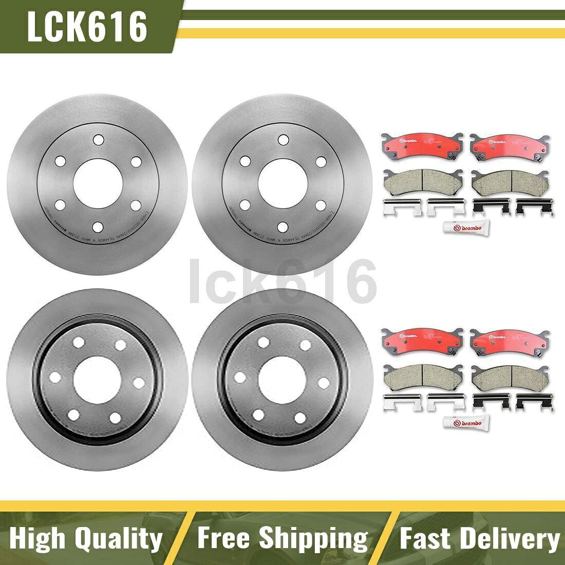 brake disc rotor 2002 GMC Sierra 1500のフロントブレンボブレーキキットパッドとローターリア Front Brembo Brake Kit pads and rotors Rear For 2002 GMC Sierra 1500【並行輸入品】