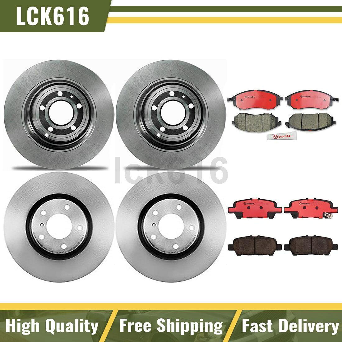brake disc rotor 2015年から2015年のインフィニティQX50のブレンボブレーキキットブレーキパッドとローターフロントリア Brembo Brake kit brake pads and rotors Front Rear For 2015-2015 Infiniti QX50【並行輸入品】