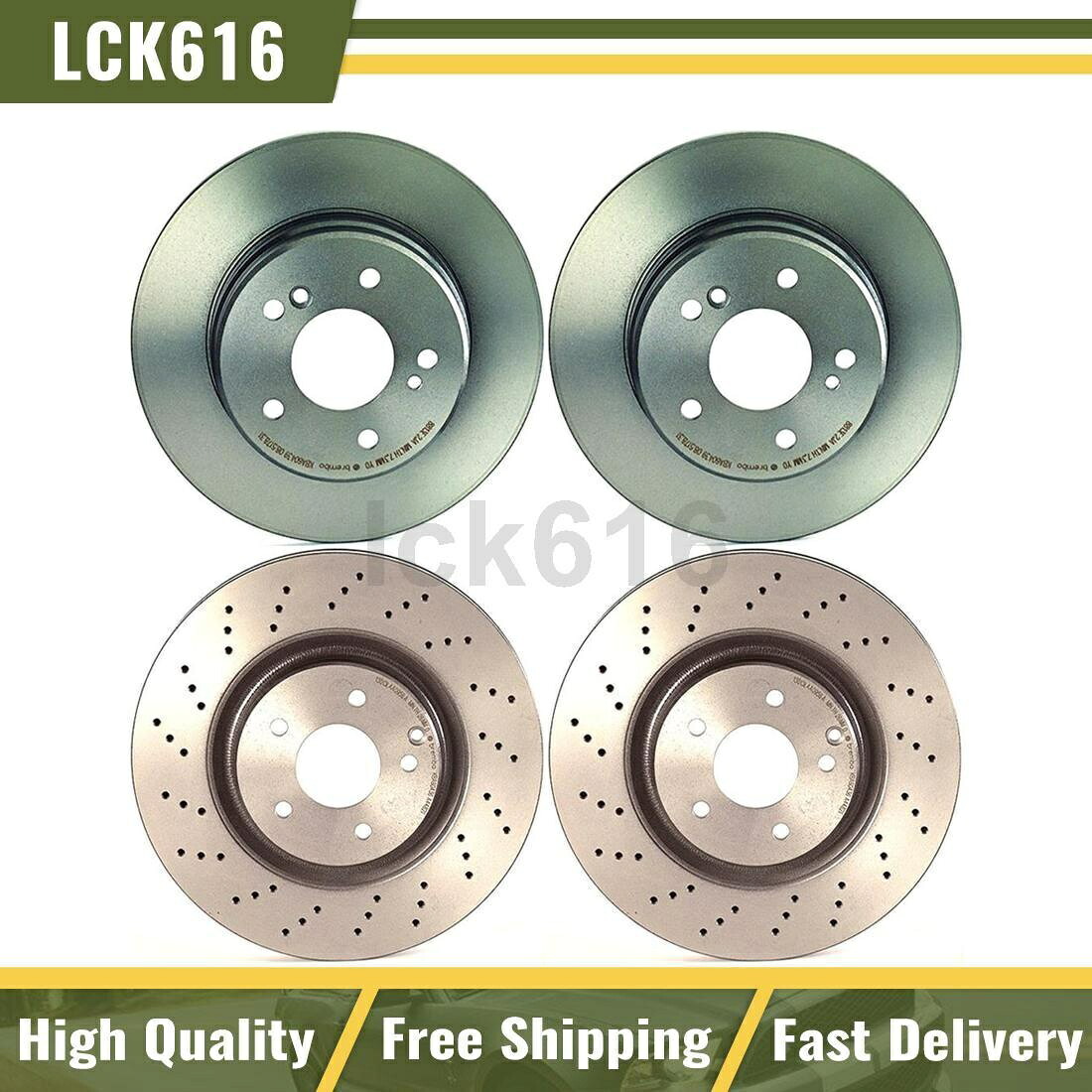brake disc rotor 2003年から2007年のメルセデス・ベンツC230のために4のブレンボブレーキローターフロントリアキットセット Brembo Brake Rotors Front Rear Kit Set of 4 For 2003-2007 Mercedes-Benz C230【並行輸入品】