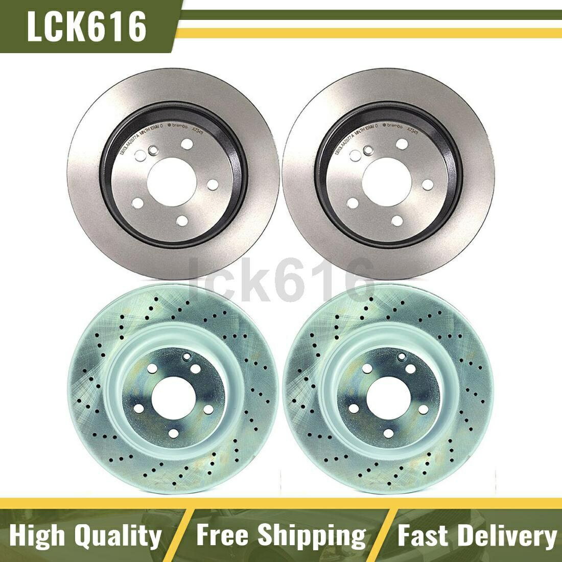 brake disc rotor 2007年から2012年のメルセデス・ベンツSL550のために4のブレンボブレーキローターフロントリアキットセット4 Brembo Brake Rotors Front Rear Kit Set of 4 For 2007-2012 Mercedes-Benz SL550【並行輸入品】