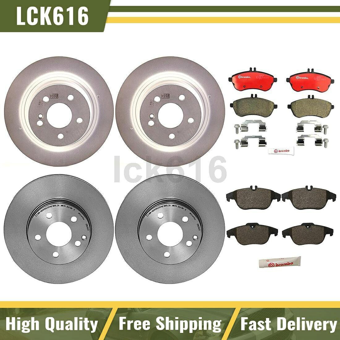 brake disc rotor 2012-2014のブレンボブレーキローターとセラミックパッドフロントリアメルセデスベンツC250 Brembo Brake Rotors & Ceramic Pad Front Rear For 2012-2014 Mercedes-Benz C250【並行輸入品】