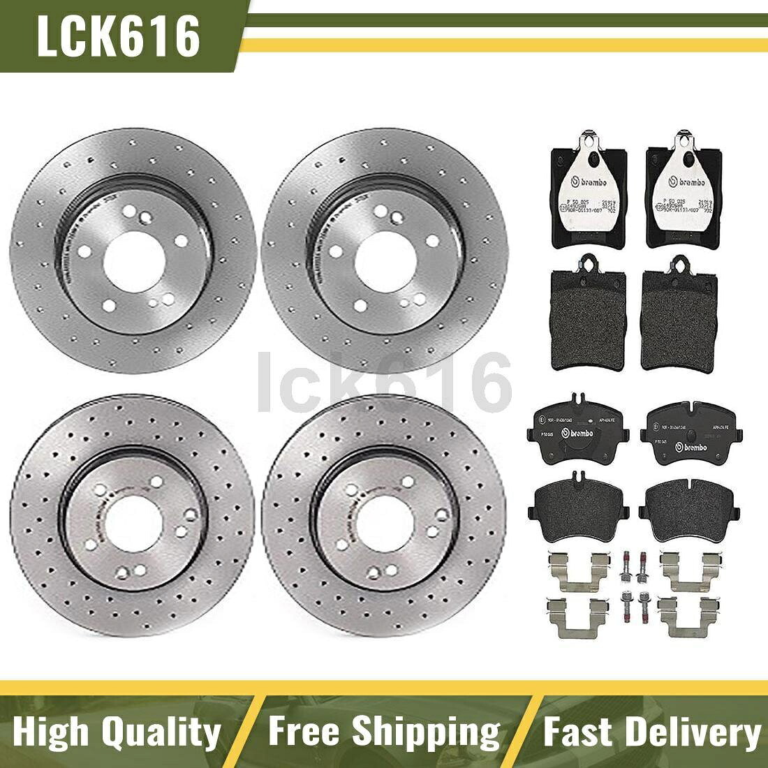 brake disc rotor 2002年から2005年のメルセデスベンツC230のブレンボドリルスロットローターパッドフロントリア Brembo Drilled Slotted Rotor Pads Front Rear For 2002-2005 Mercedes-Benz C230【並行輸入品】｜Us Custom Parts Shop USDM