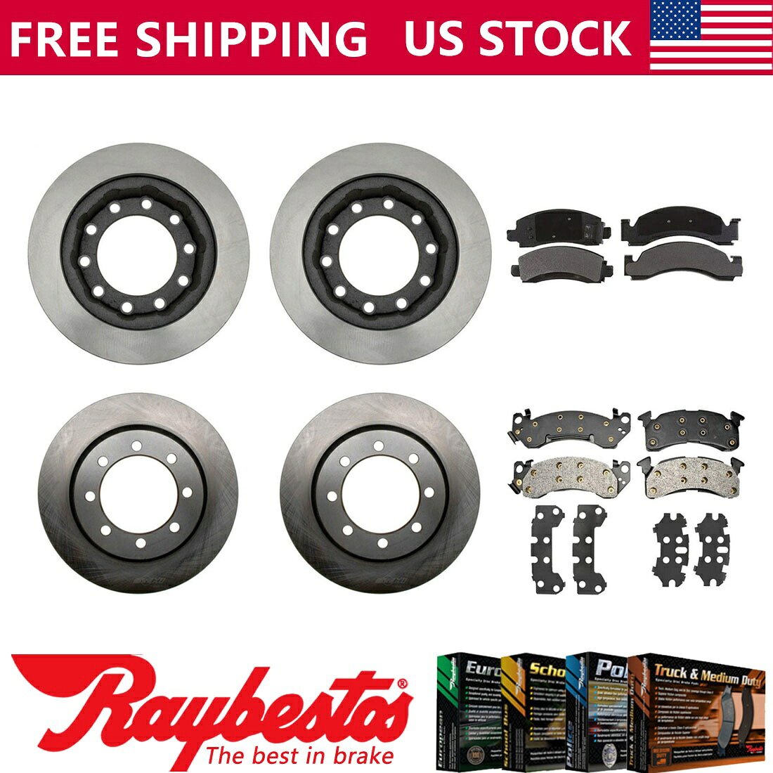 brake disc rotor 1979年から1995年のシボレーP30フロントリアキットブレーキローターとメタリックパッド For 1979-1995 Chevrolet P30 Front Rear Kit Brake Rotors & Metallic Pads【並行輸入品】|Us Custom Parts Shop USDM
