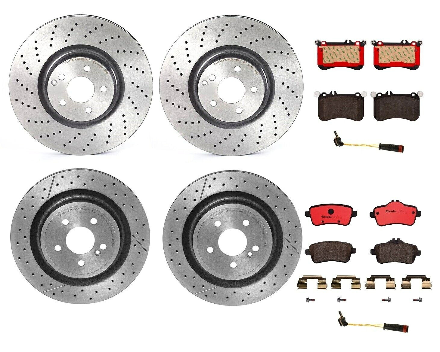 brake disc rotor R172 SLC43 AMG用のブレンボフロントリアブレーキキットドリルドディスクローターセラミックパッド Brembo Front Rear Brake Kit Drilled Disc Rotors Ceramic Pads For R172 SLC43 AMG【並行輸入品】｜Us Custom Parts Shop USDM