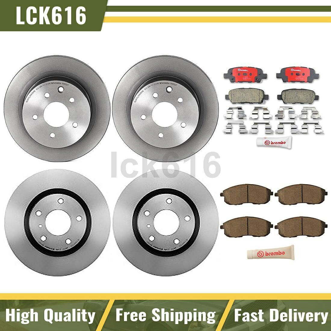 brake disc rotor 2003年から2005年のインフィニティG35のフロントブレンボブレーキキットパッドとローターリア Front Brembo Brake Kit pads and rotors Rear For 2003-2005 Infiniti G35【並行輸入品】