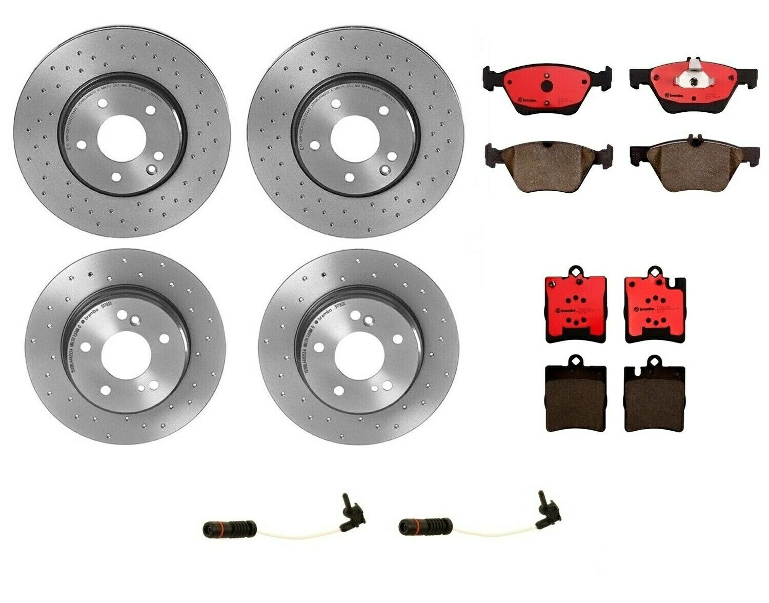 brake disc rotor ブレンボフロントおよびリアブレーキキットディスクローターMB A208 C208用セラミックパッド上院議員 Brembo Front and Rear Brake Kit Disc Rotors Ceramic Pads Senors For MB A208 C208【並行輸入品】