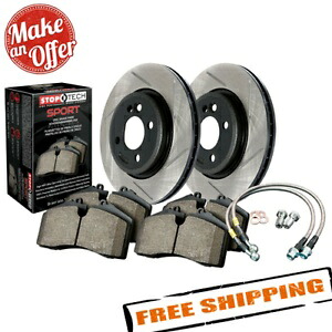 brake disc rotor STOPTECH 977.44026F 2003年から2009年のトヨタ4runnerのスポーツスロットスロットフロントブレーキキット StopTech 977.44026F Sport Slotted Front Brake Kit for 2003-2009 Toyota 4Runner【並行輸入品】