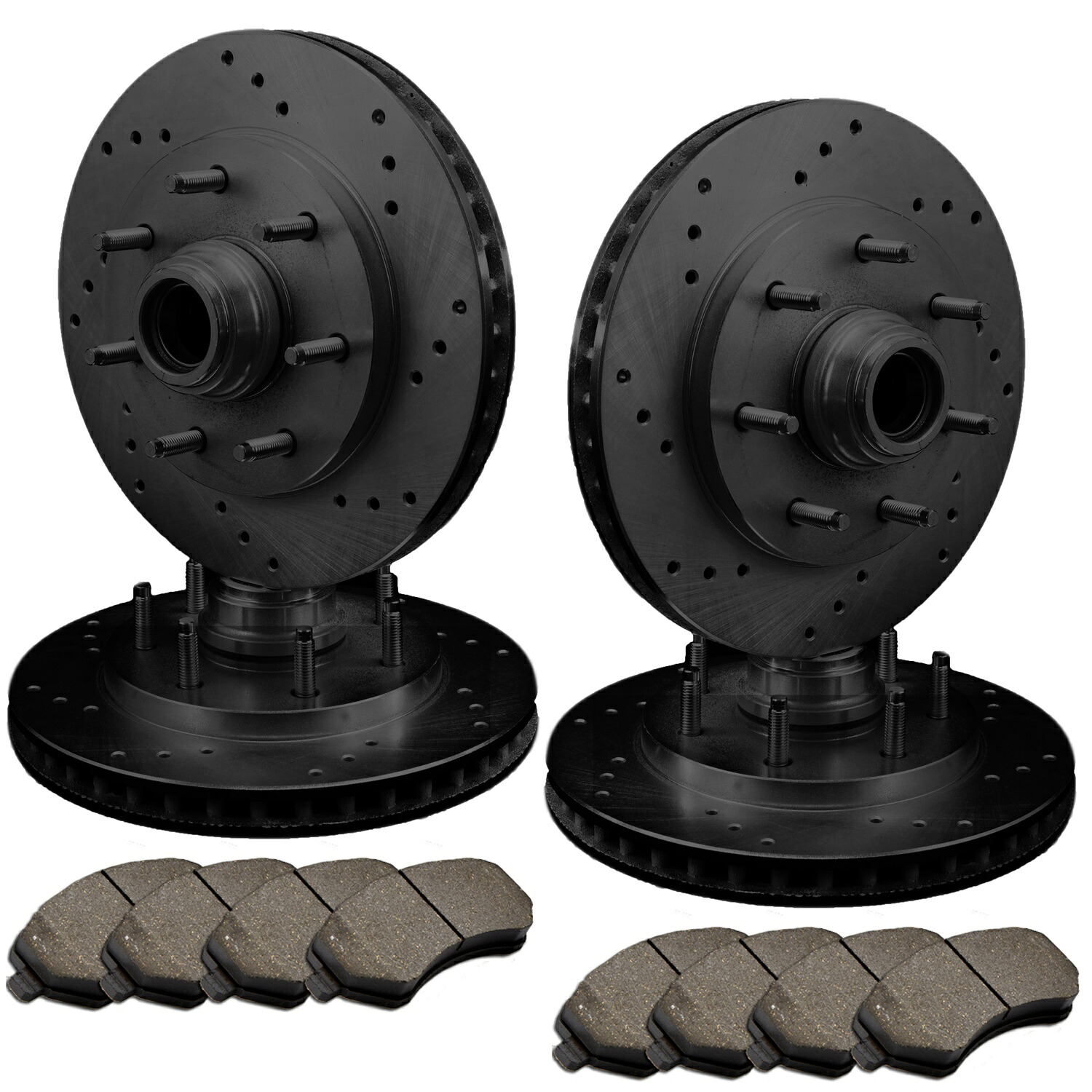 brake disc rotor [フロント＆リア] 4掘削されたブレーキローターと8個の半金属パッドATL051676 [FRONT & REAR] 4 DRILLED ONLY BRAKE ROTORS & 8 SEMI-METALLIC PADS ATL051676【並行輸入品】｜Us Custom Parts Shop USDM