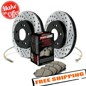 brake disc rotor 16-17 VW Golf R用のStopTech Sport Drilled＆Slotted1ピースリアブレーキキット StopTech Sport Drilled & Slotted 1-Piece Rear Brake Kit for 16-17 VW Golf R【並行輸入品】