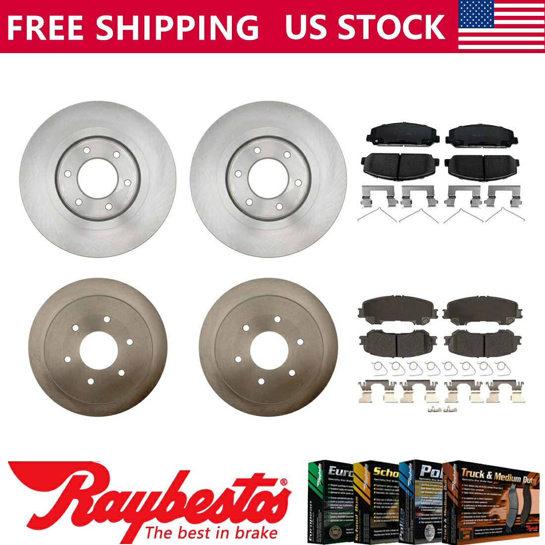 brake disc rotor 2017-2019 Titan Front Rear Brake Rotors＆Ceramic Brake Pads -raybestos For 2017-2019 Titan Front Rear Brake Rotors & Ceramic Brake Pads - Raybestos【並行輸入品】 108,779円