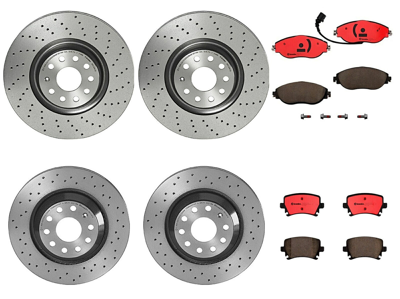 brake disc rotor bremboフロント340mリア310mmドリルブレーキディスクローターVW GTI用セラミックパッドキット Brembo Front 340m Rear 310mm Drill Brake Disc Rotors Ceramic Pads Kit For VW GTI【並行輸入品】