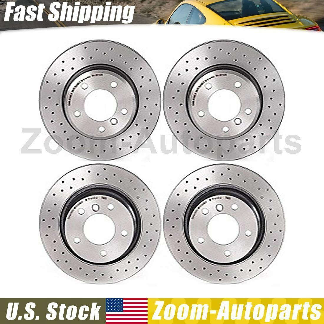 brake disc rotor ブレンボフロントリアドリルドロットブレーキローターセット4フィット2000-2000 BMW 323CI Brembo Front Rear Drilled Slotted Brake Rotors Set of 4 Fits 2000-2000 BMW 323Ci【並行輸入品】