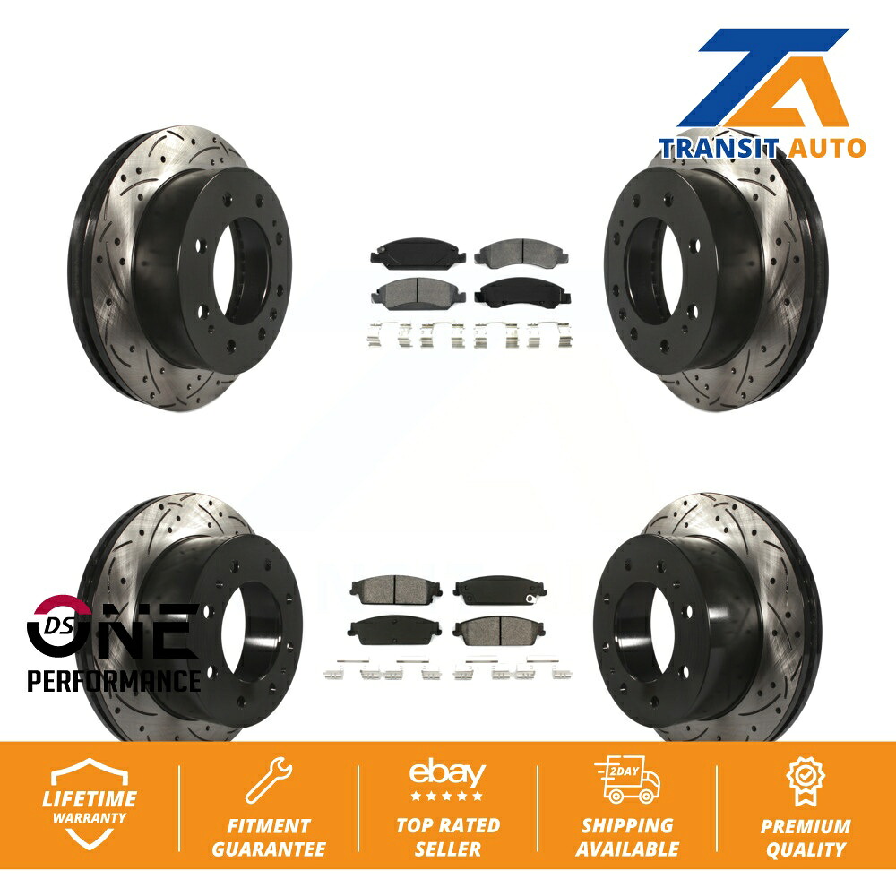 brake disc rotor フロントリアコーティングドリルドディスクブレーキローターとセミメタリックパッドキット Front Rear Coated Drilled Slotted Disc Brake Rotor And Semi-Metallic Pad Kit For【並行輸入品】|Us Custom Parts Shop USDM