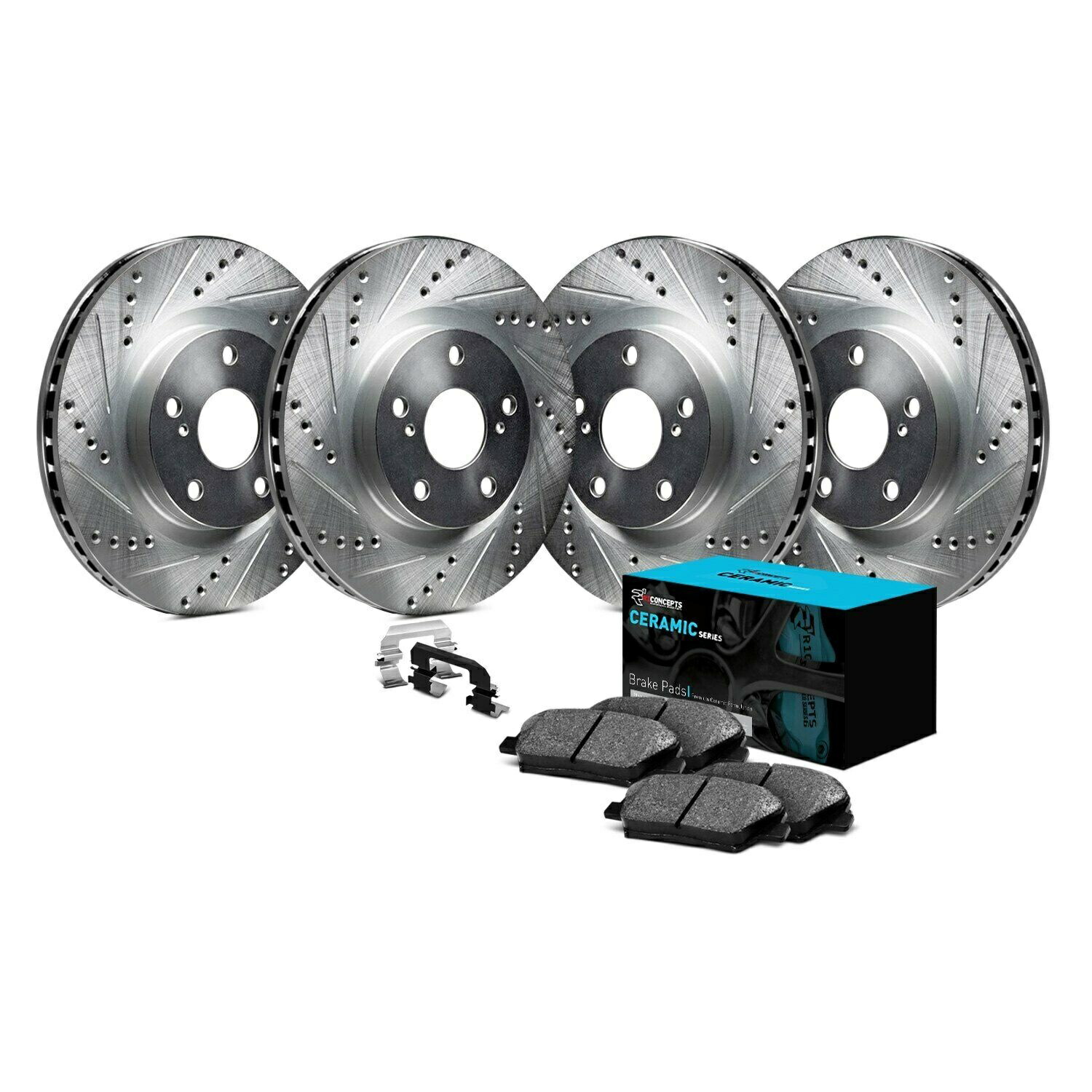 brake disc rotor アウディQ5用13-17ブレーキキットエリーンシリーズドリルとスロット付きフロント＆リアブレーキ For Audi Q5 13-17 Brake Kit eLINE Series Drilled & Slotted Front & Rear Brake【並行輸入品】